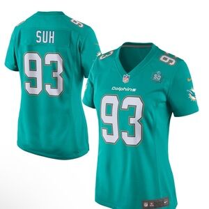Nike Green and White Short Sleeve Miami Dolphins Jersey ‘SUH’